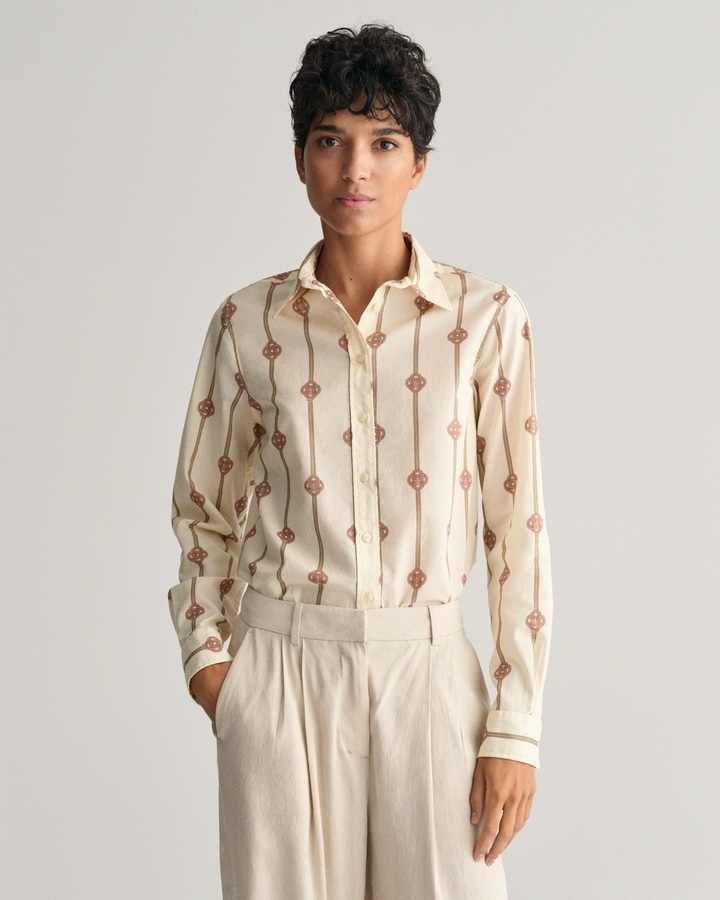 Regular Fit Monogram Striped Cotton Voile Shirt